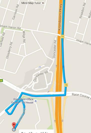 Map, Kromboom Parkway to Greenford Office Estate Entrance
